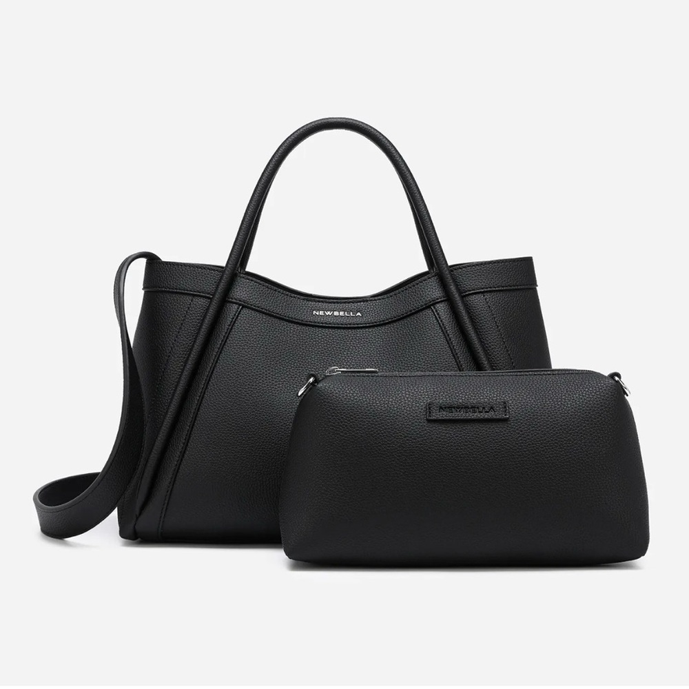 2/$80✨ Newbella Kelly 2-Piece Set Top Handle Bag in Black Epsom Vegan Leather